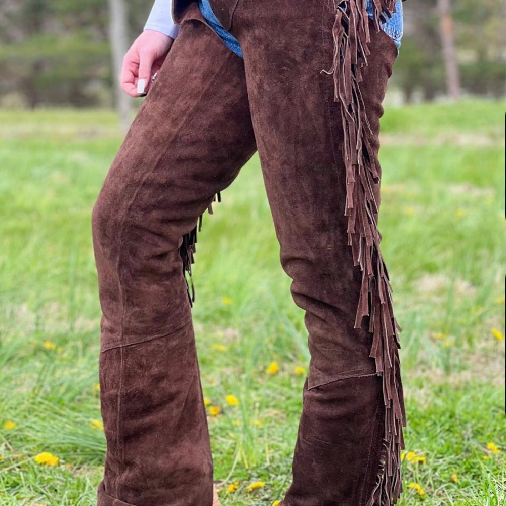 🤠 Sexy Brown Suede Western Equitation Chaps — Perfect for Halloween or the Rodeo